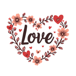 love flowerheart SVG PNG design with bold lettering, pink and red floral elements