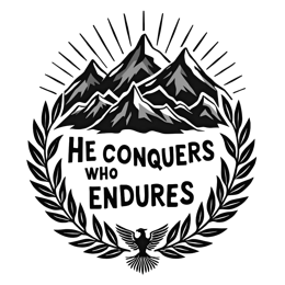 mountains inspiration wreath SVG PNG design with bold lettering, black and white floral elements