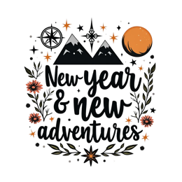 fantasy adventures SVG PNG design with bold lettering, orange floral elements