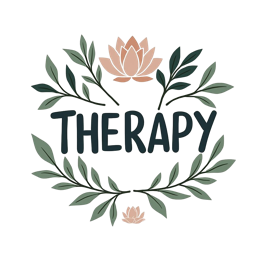 therapy nature SVG PNG design with hand-drawn style, bold lettering, black and pink floral elements