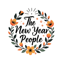 newyear floral SVG PNG design with orange and green floral elements