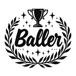 baller trophy wreath SVG PNG design with bold lettering, black and white floral elements