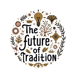 future tradition SVG PNG design with bold lettering, black and white floral elements