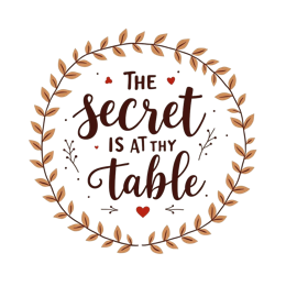 quote table secret SVG PNG design with hand-drawn style, red floral elements