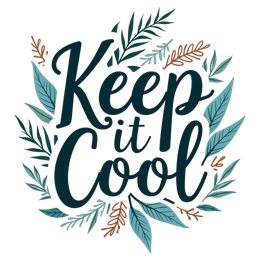 keep it cool leaves quote SVG PNG design with hand-drawn style, bold lettering, green and blue floral elements