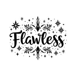 flawless pattern floral SVG PNG design with bold lettering, black and white floral elements, an uplifting message