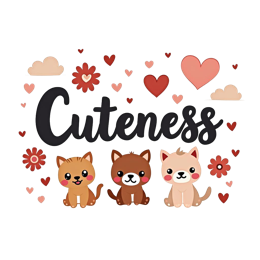 cutness love SVG PNG design with bold lettering, orange and pink floral elements