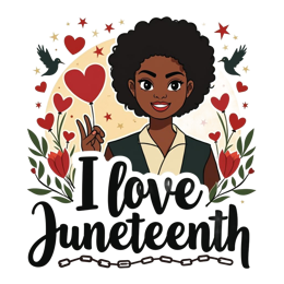 juneteenth artista illustration shirt SVG PNG design with bold lettering, black and red floral elements