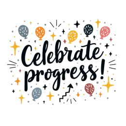 progress balloons stars SVG PNG design with hand-drawn style, bold lettering