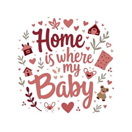 home SVG PNG design with pink and red floral elements