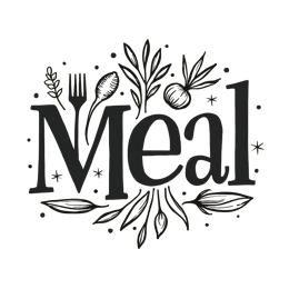 meal illustration SVG PNG design with hand-drawn style, bold lettering, cream floral elements