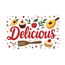 delicious sweets SVG PNG design with bold lettering, red and green floral elements