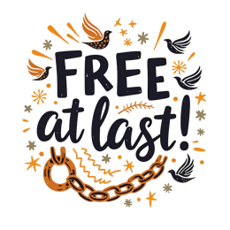 free at last SVG PNG design with bold lettering, an uplifting message