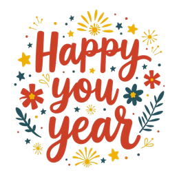 happy festive SVG PNG design with bold lettering, red and green floral elements