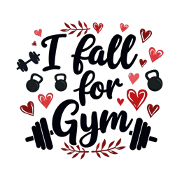 gym weights hearts SVG PNG design with bold lettering
