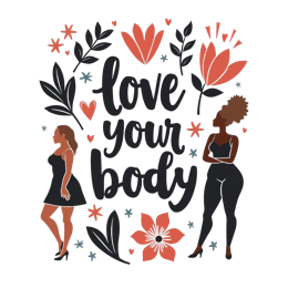 love your body floral SVG PNG design with bold lettering, floral elements