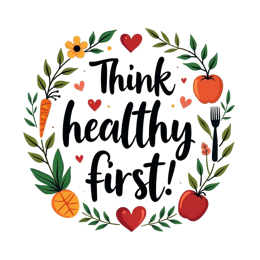 healthyliving quote SVG PNG design with hand-drawn style, bold lettering, red and green floral elements