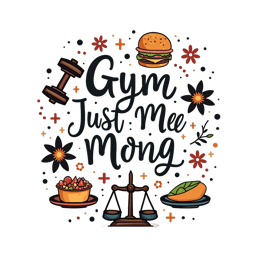 gym food harmony SVG PNG design with hand-drawn style, bold lettering, red and green floral elements