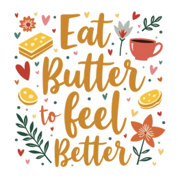 quotes butter feelbetter floral SVG PNG design with green floral elements