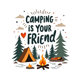 camping friend fire SVG PNG design with bold lettering