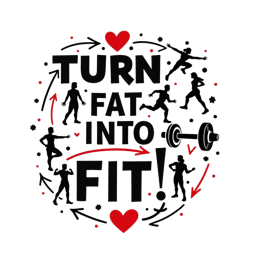 turn fat into fit SVG PNG design with bold lettering, an uplifting message