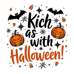 kich as with halloween SVG PNG design with bold lettering