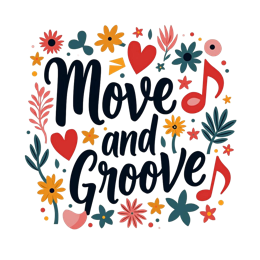 move groove flowers shirt SVG PNG design with hand-drawn style, bold lettering, pink and blue floral elements