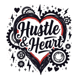 hustle heart SVG PNG design with bold lettering