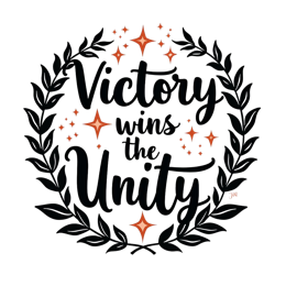 quotes victory unity wreath SVG PNG design with bold lettering, black and white floral elements