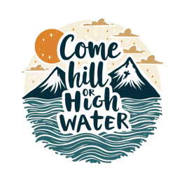 mountains water SVG PNG design with bold lettering