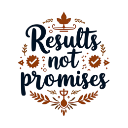 quotes results not promises floral SVG PNG design with bold lettering, black floral elements, an uplifting message