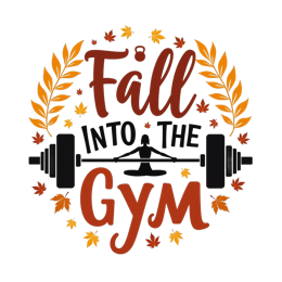 autumn gym SVG PNG design with bold lettering, orange and yellow floral elements