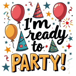 colorful baloon party SVG PNG design with bold lettering