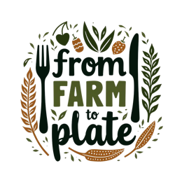 farm plate illustration SVG PNG design with bold lettering, white and green floral elements