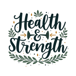 health strength SVG PNG design with hand-drawn style, bold lettering, black and white floral elements