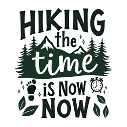 hiking time now SVG PNG design with hand-drawn style, bold lettering