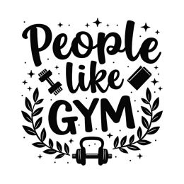 people gym SVG PNG design with bold lettering, black and white floral elements