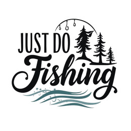 just do fishing logo SVG PNG design with bold lettering