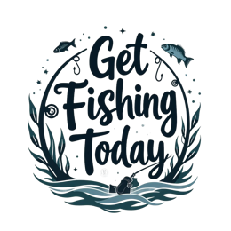 illustration get fishing today SVG PNG design with hand-drawn style, bold lettering