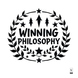 winning philosophy wreath SVG PNG design with bold lettering, black and white floral elements, an uplifting message