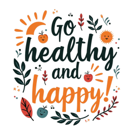 health happiness SVG PNG design with hand-drawn style, bold lettering, black and orange floral elements