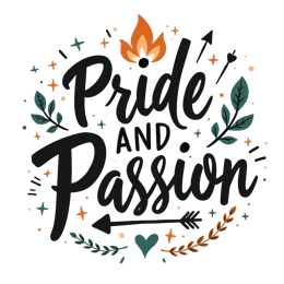 pride passions shirt SVG PNG design with bold lettering, black and orange floral elements