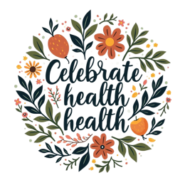 health celebrate SVG PNG design with bold lettering, orange and green floral elements