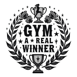 gym winner award SVG PNG design with bold lettering, black and white floral elements