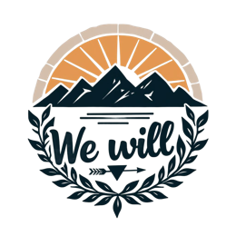 mountains sunrise wreath SVG PNG design with bold lettering, black and orange floral elements