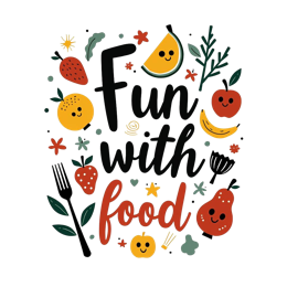 fun with food SVG PNG design with bold lettering, white and orange floral elements