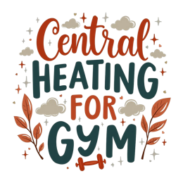gym heating SVG PNG design with hand-drawn style, bold lettering, red and blue floral elements
