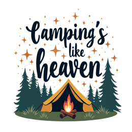camping heaven SVG PNG design with bold lettering
