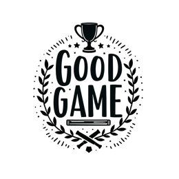 good game trophy SVG PNG design with bold lettering, black and white floral elements, an uplifting message