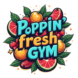 food gym SVG PNG design with bold lettering, orange and green floral elements